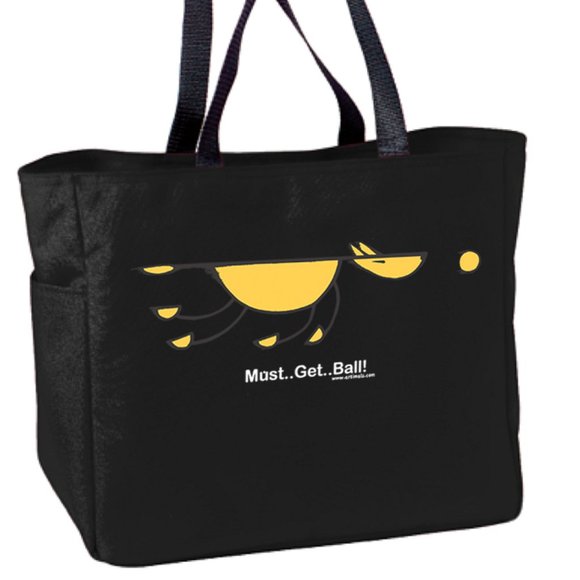 NEW Must ... Get ... Ball!  Unlined Black Canvas Dog Lover Tote Bag - Picture 1 of 1